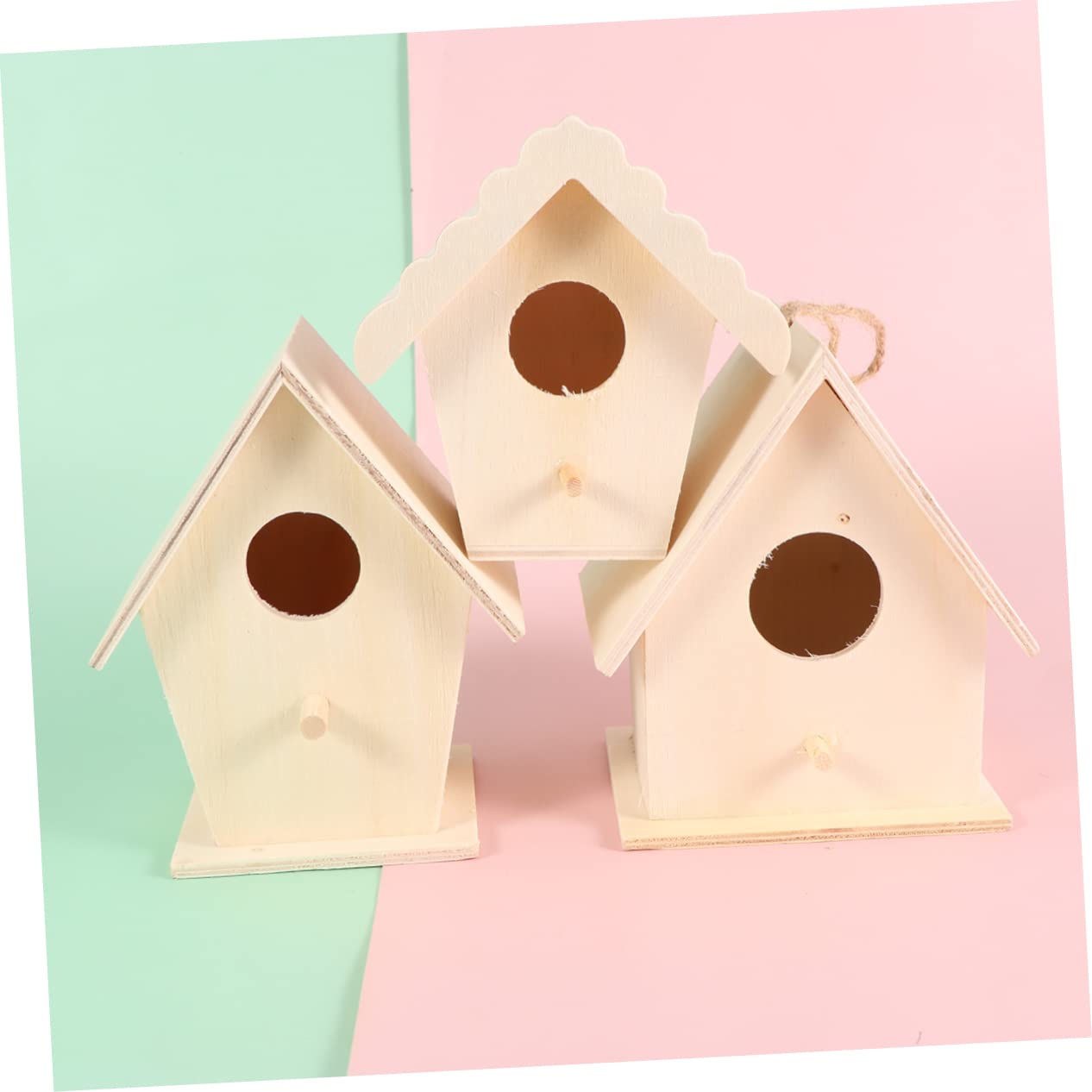 Tofficu 2 Sätze Teiliges Diy Vogelhaus Bausatz Holz Unvollendetes Bastelset Für Kreative Und Lernprojekte Als Dekoratives Tischornament Für Zuhause Und Büro 6 Stücke * 2