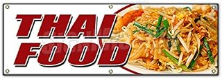 72" Thai Food Banner Sign pad Thai Sushi satay Curry Spring Rolls tofu take
