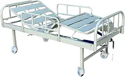 Cama Hospitalar Manual 2 Movimentos, Estrutura em Aço Carbono, Grades de Proteção, Rodas com Freio, Capacidade 180kg