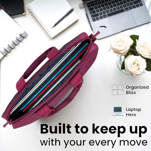 Image of RivaCase Suzuka 7727 Laptop Bag Water Resistant Polyester Fabric fits most popular Macbook Laptops Ultrabooks 13.3 to 14 inches Computer Bag for Women /Men /Travel /Business Style Briefcase Claret Violet