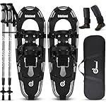 Odoland Raquetas de Nieve Juego 4 en 1 para Hombre...: ❄️ RAQUETAS NIEVE HOMBRES Y MUJERES: el juego incluye 1 x par de raquetas de nieve, 1 x par de bastones de trekking, 1 x par de polainas para nieve y 1 x bolsa de transporte. Hecho con materiales ligeros de alta calidad para garantizar la facilidad d...