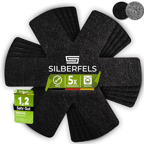 SILBERFELS Filz Pfannenschutz Stapelschutz Topfschoner | 38 cm...