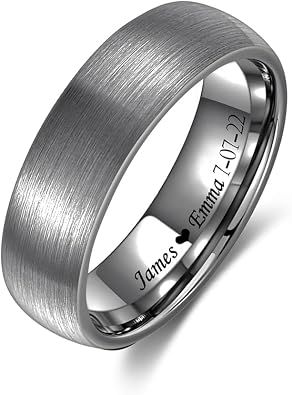 Personalized Tungsten Ring for Men 7mm Tungsten Engagement Wedding Band Polished Finish Customized Promise Ring Comfort Fit Size 7-12