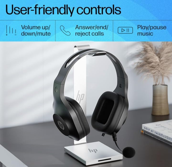Image of HP H125 Stereo USB Headset,Plug-and-Play USB-A, Built-in Noise-canceling mic, Adjustable Head Strap, Padded Ear Cushions, 360-degree Bendable mic, 1-Year Limited Warranty, Black, A20QHAA