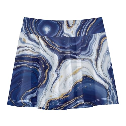 Joisal Tennis Skirts Kids Abstract Marbled Swirls Deep Blue Athletic Shorts for Girls Skorts Blue Pink Pleated 4t2
