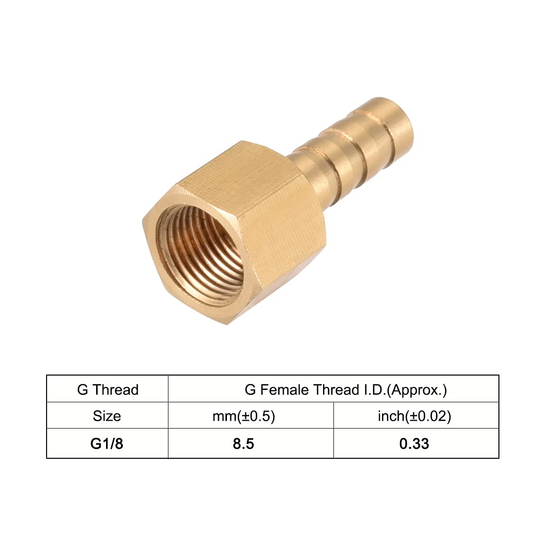 sourcing map Raccordo in ottone metrico M6-1 maschio a tubo flessibile ID 8 mm 2 pezzi