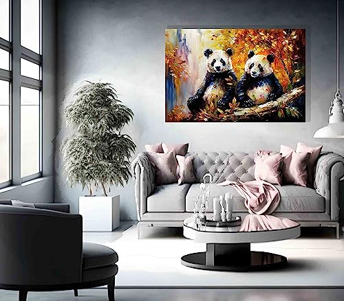 Impression sur toile pandas tableau encadru00e9 salon 76x50 - 2