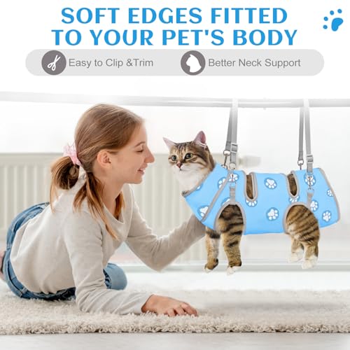 Image of Supet Cat Grooming Hammock, Soft Fabric Nail Clipper Hammock, Self-Adhesive Wrap for Cutting Nails, Quickly Calm Down for Medicine, Teeth Brushing, Ear Cleaning