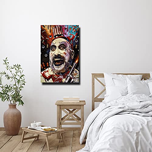 Captain Spaulding Poster Horror Movies Art Print Wall Decor Canvas Painting Modern Vintage Pictures Rectangular Artwork Bedroom Decoration For Halloween And Christmas Framed 16X24 Inch(40X60Cm) #TOP2