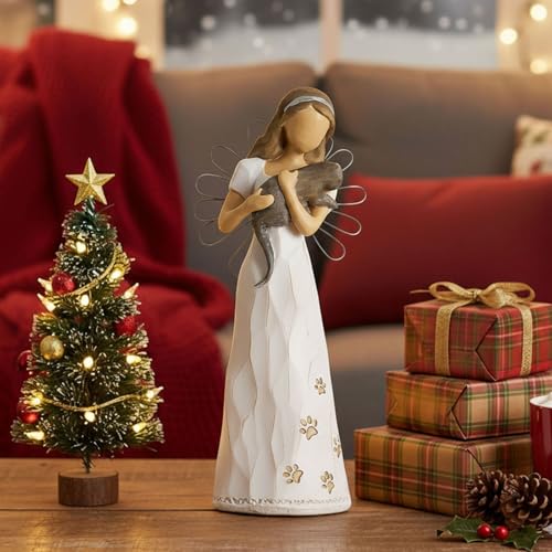 NAN ZAI NAN FANG Cat Angel Memorial Statue of Friendship Gift for Cat Lover Women 6.7" Pet Loss Sympathy Remembrance Bereavement Gifts Resin Sculpted Hand-Painted Figure