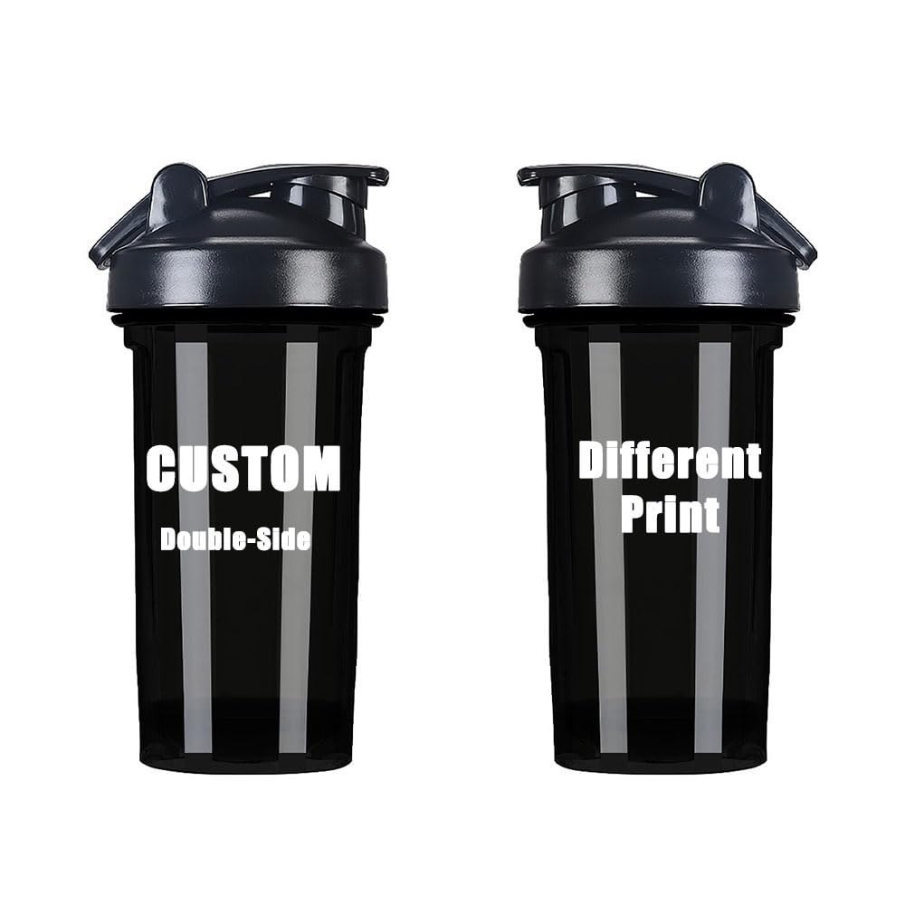 APZNBYR 1Pc Shaker Bottles with Personalized Name Text, Custom Shaker Cups for Protein Shakes, Customize Shaker Bottles Leak-proof, Slip-resistant, Adjustable Hanging Rings, CustomBlack