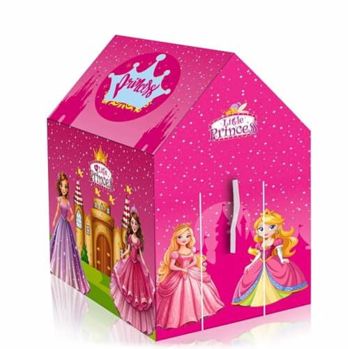 Image of Colorful Kids Play Tent House for Boys & Girls Age 3-10 Years Lightweight Foldable Playhouse Indoor Outdoor Activity Shelter Portable Toy Castle for Bedroom Garden & Travel (Princess Tent House)