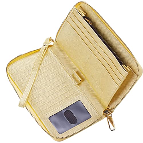 Chelmon Large Capacity Womens Wallet Leather Rfid Blocking Purse Credit Card Clutch(Ch Gold Yellow) #TOP5