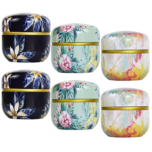 Tosnail 6 Pack Mini Tea Storage Containers Tea Tins Coffee Tins Food Storage Container for Tea, Coffee, Herb, Candy, Chocolate, Sugar, Spices, Candle