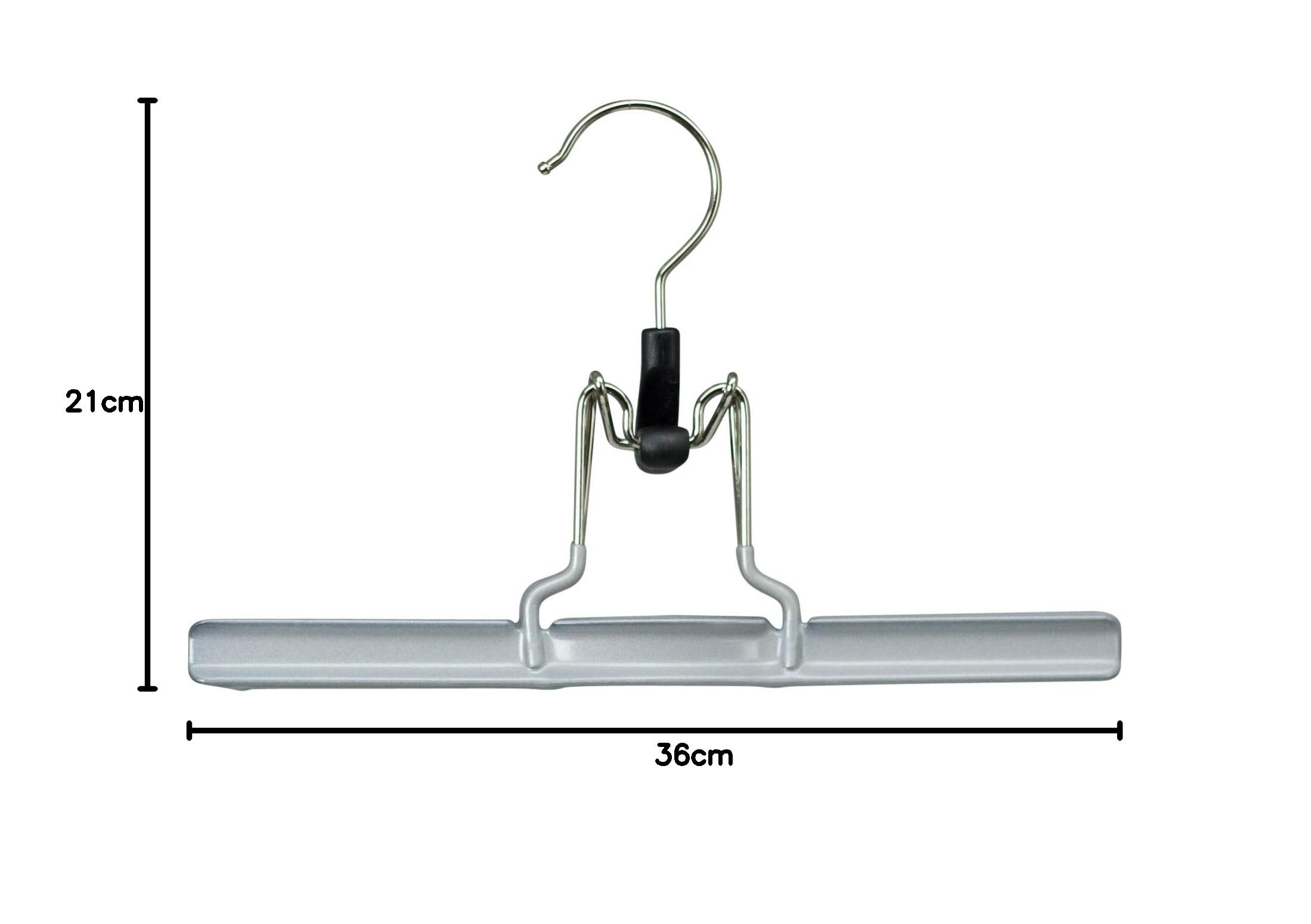 MAWA MAWAmat - Grucce a pinza, 10 pezzi, adatto per pantaloni e gonne, gancio girevole a 360°, con rivestimento antiscivolo non inquinante, 36 cm, Argento