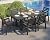 AMERLIFE 7-Piece HDPE Outdoor Dining Table Set with 6 Chairs, 71" L Patio Dining Furniture Set with Umbrella Hole, Modern Dinner Table & Chairs Set for Garden, Backyard, Poolside, Black
