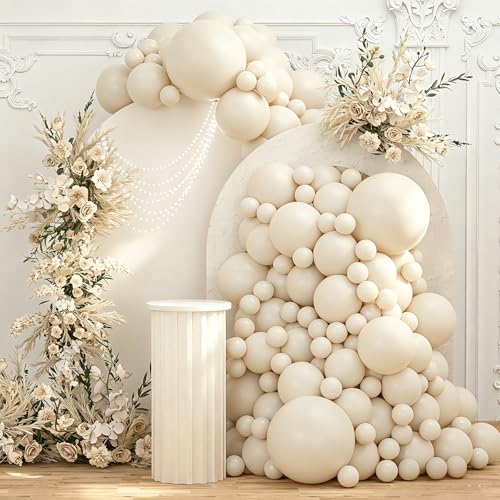 Image of 108Pcs Double Stuffed White Sand Balloon Garland Arch Kit