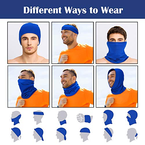 SATINIOR Summer UV Protection Face Covers Neck Gaiter Breathable Summer Bandana(Black, Royal Blue, Army Green, Dark Grey, Light Grey, White, 6 Pieces)