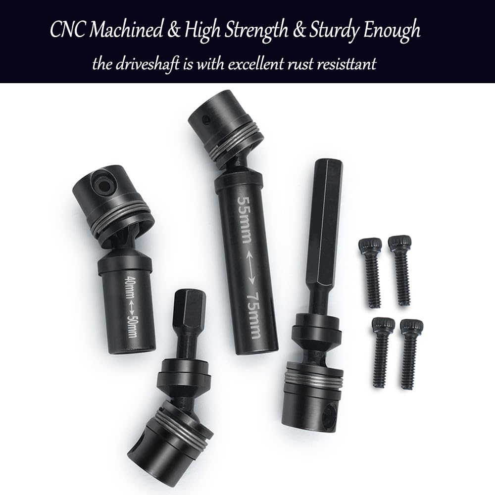 MOHERO 2Pcs Steel RC Drive Shaft Front Rear Center Driveshafts Set for 1/18 TRX4M Bronco Defender RC Crawler Car Upgrade