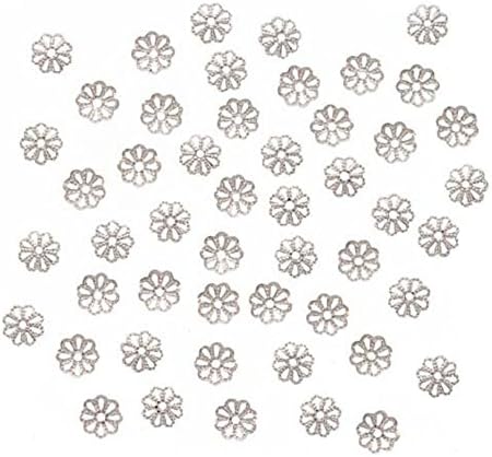 400 tapas de cuentas de flor de filigrana de 0.394 pulgadas para aretes, pulsera, collar, tobillera, llavero, joyería artesanal, fabricación CF119-10