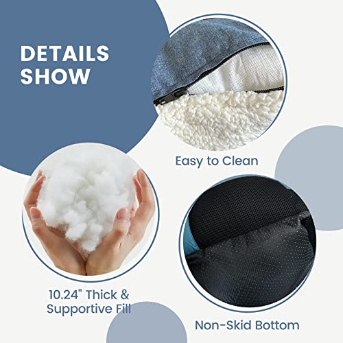 Cozy Bliss Chewy Dog Bed With Teflon Fabric 28" L X 22" W Scrubable Water Resistant Pet Cat Crate Mat Non Stick Hair Washable Anti Slip Orthopedic Luxury Couch Outdoor For Large Small Medium Dogs #TOP3