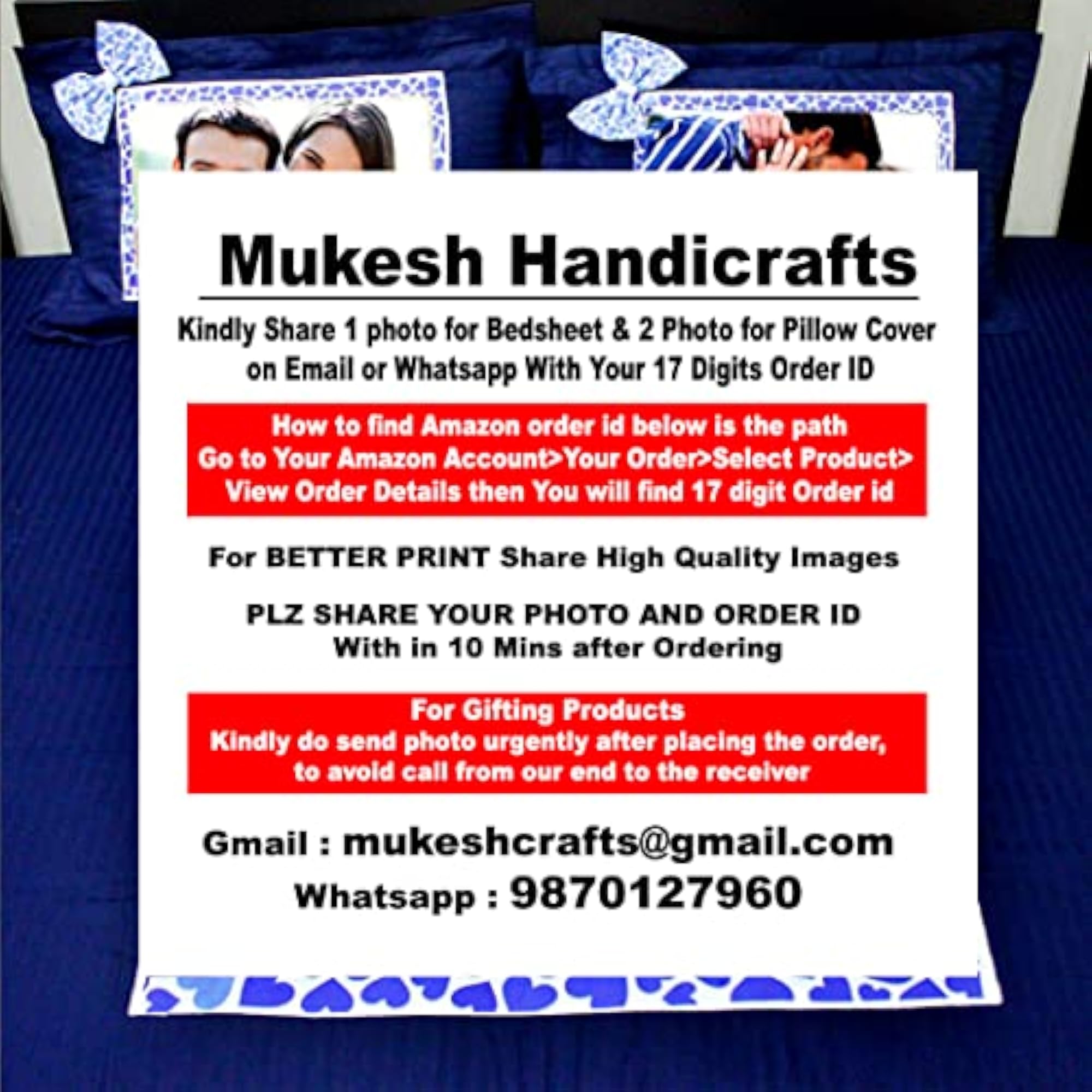Personalised Photo Polycotton Solid Double Bedsheet