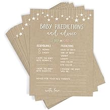 Printed Party Baby Predictions & Advice Cards for New Parents Baby Shower Game, Wishes for Mommy & Daddy, Gender Reveal Boy or Girl, Kraft Paper Theme, 50 Cards