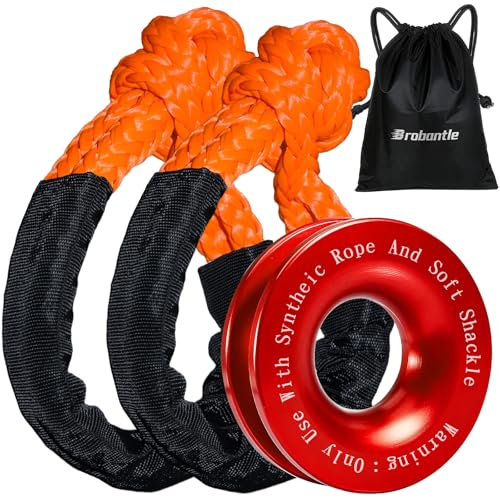 Image of Synthetic Soft Shackle & Recovery Ring Kit, 2PCS 1 /2 inch x 22 inch Soft Shackles(56,000Lbs Breaking Strength) with Snatch Ring for Synthetic Winch Rope for Off-Road Jeeps ATV UTV SUV Vehicle Recovery