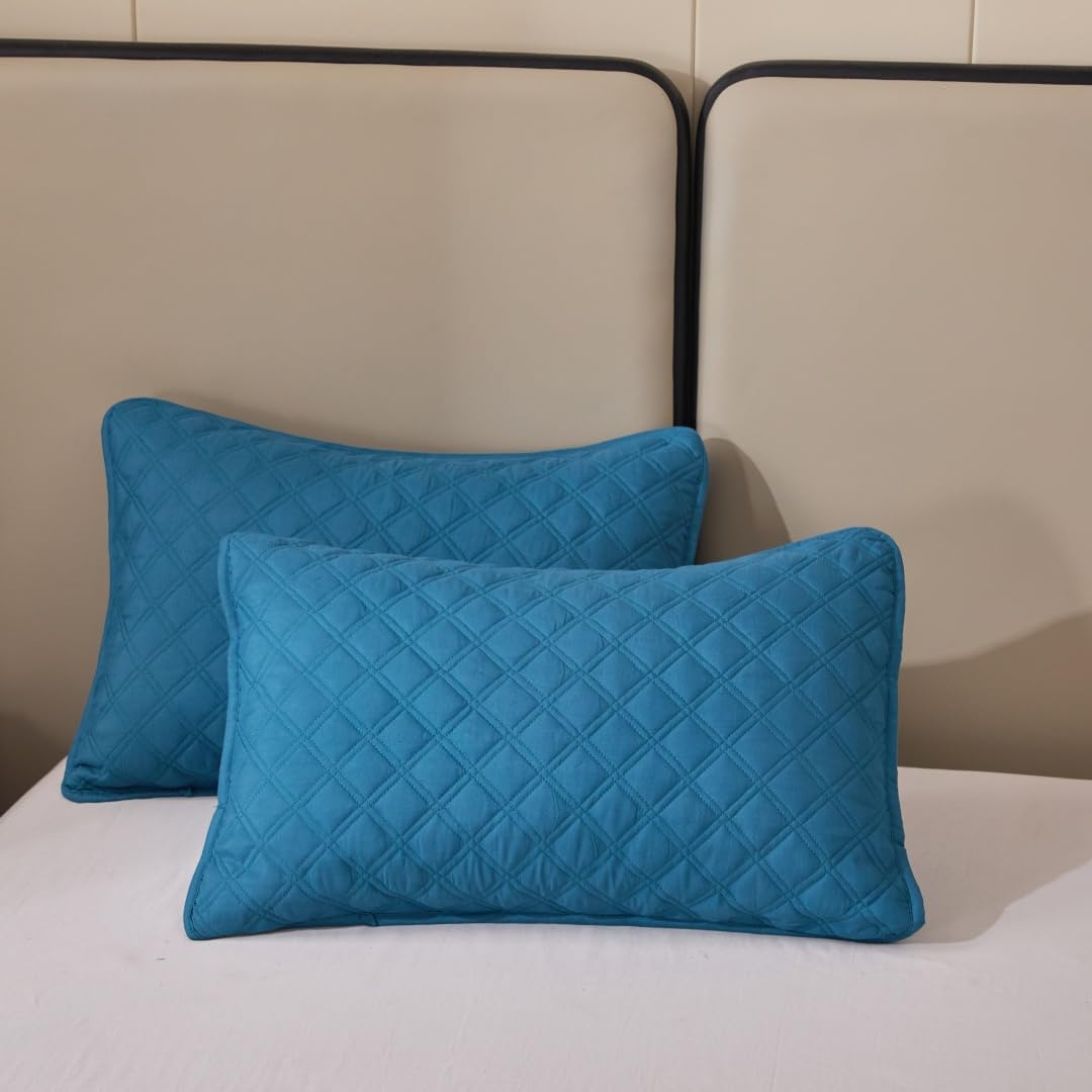 2025 Premium Non-Vacuum Reversible Quilted Bed Cover Soft Bedspreads Include Two Pillow Cases - Lightweight All Season Coverlets (Moonlight Blue, Full/Queen) - Image 6