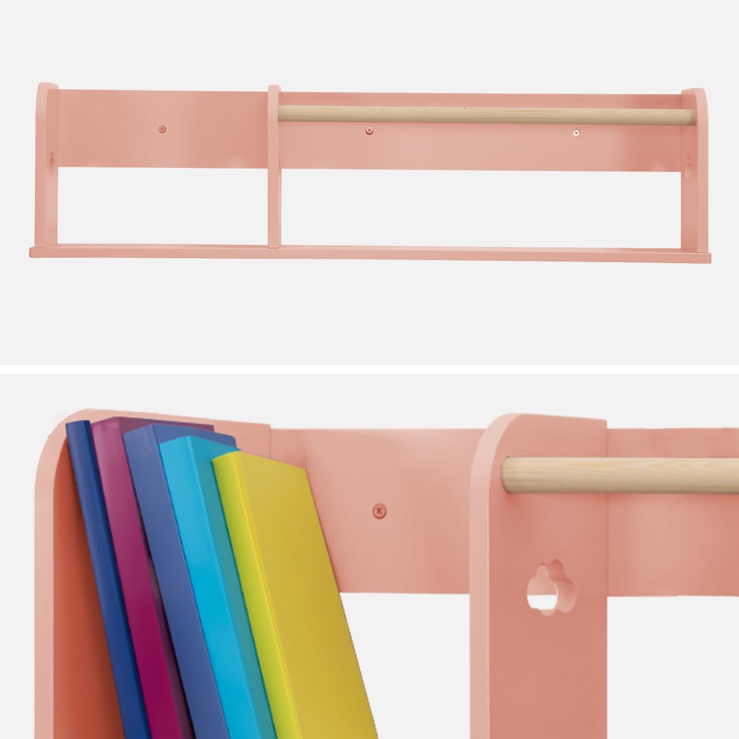 Sweeek Estantería de pared Nephos 80cm Rosa 80x16.5x21 cm para dormitorio infantil