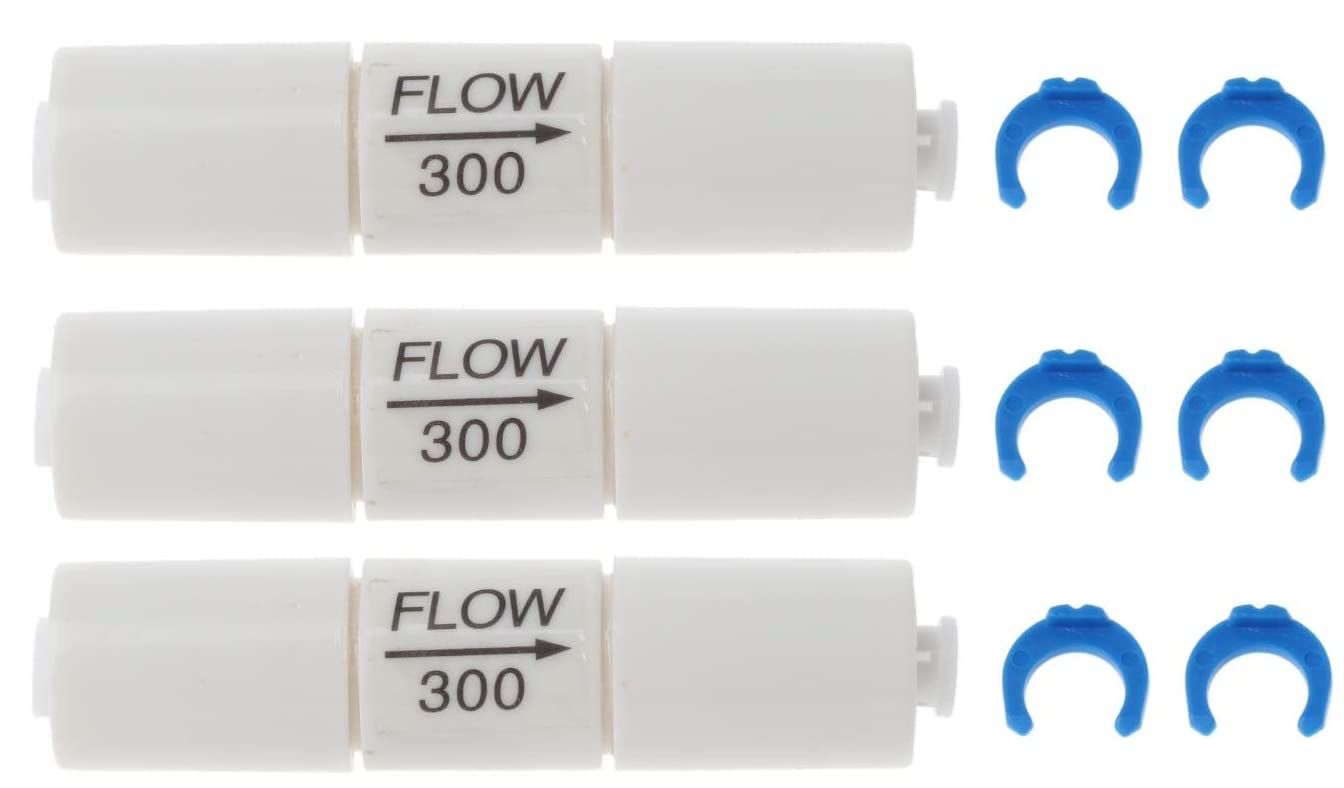 RO Flow Restrictor 300 for Water Purifier | Water flow Restrictor FR300 | Original Shitong Flow Restrictor 4 inch | Pushfit 1/4 Inches (6 mm) Fitting Connector (Pack Of 3)