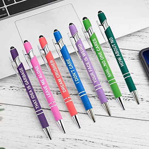 PASISIBICK 12 Pieces Funny Sarcastic Ballpoint Pens, Office Snarky Touch Screen Stylus Pen Encouraging, Black Ink (12 Color,Negative)