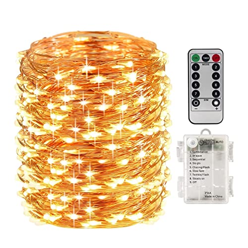 LightsEtc 66 Feet Fairy Lights Battery Operated, 200 Led Fairy Lights with Remote Timer Control, Waterproof Copper Wire Fairy String Twinkle Lights for Bedroom Wedding Indoor Outdoor Decoration