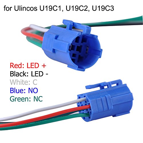 NOT FIT U19D1, 19mm Pigtail, Wire Connector, Socket Plug for U19C1 Push Button Switch (Pack of 2)