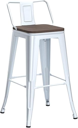 Miniatura 43 de Alunaune Juego de 4 taburetes de bar de metal de 26 pulgadas, taburetes de bar de altura de mostrador negro mate, sillas de barra industriales con