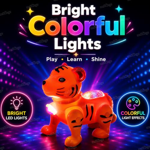 Image of Zest 4 Toyz Musical Tiger Toy for Kids with Lights & Sound Battery Operated Cute Animal Toy for Baby Boys & Girls