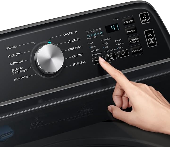 Miniatura 7 de Samsung Paquete de lavadora de carga superior de 4.7 pies cúbicos con grifo WaterJet integrado, autolimpiante, lavado silencioso de baja vibración,