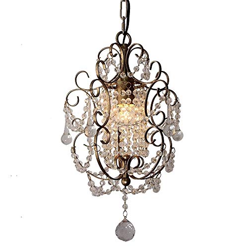 Plafonnier en cristal K9 E27 et lustre suspension rétro en fer