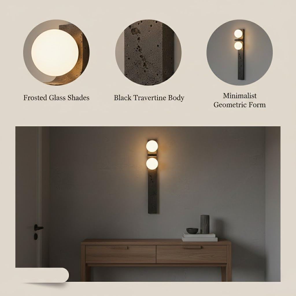 Wall Lamp, Travertine G4 Wall Sconce, Stone Texture Wall Light for Living Room, Bedroom, Hallway, Staircase, Entryway, Minimalist Fixture, Apartment Loft, Corridor, Foyer Parlor