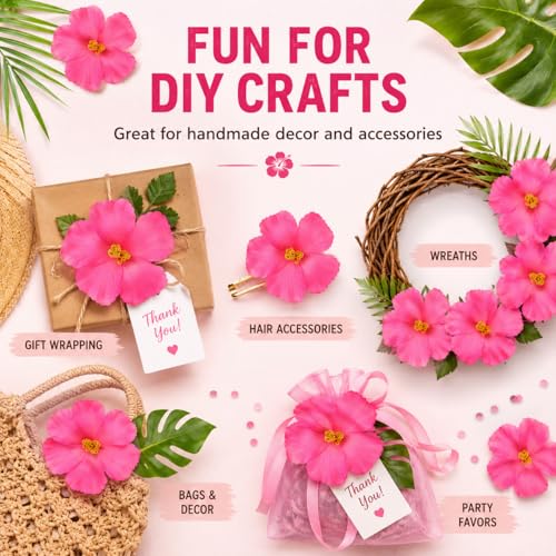 Fleurs d'hibiscus artificielles IMIKEYA lot de 10 déco hawaienne