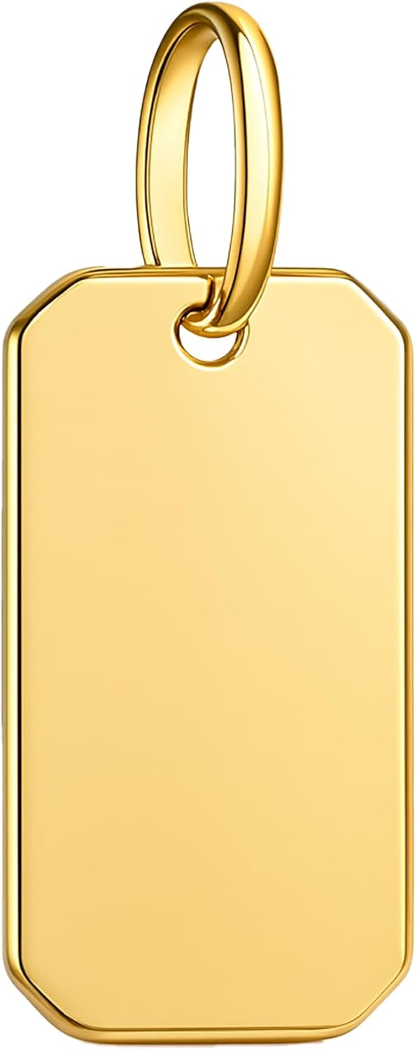 Solid 10k Gold Pendant Initial Personalised Monogram Name Engraved Jewelry Gift for Women Round Tag Medallion Rectangle Stamping blank Charm for Necklace