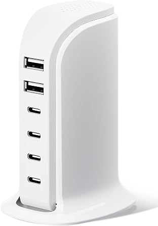 USB Charger, Charging Station for Multiple Devices 65W, Fast Charging Blocks with 4Type C Ports, Dual USB Charging Hub Organizer Multiport for iPhone, Ipad, Smartphones, Travel Accessories