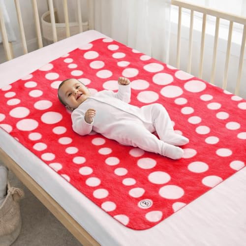 Image of Btag Baby Waterproof, Super Soft Fast Drying Mattress Protector | Extra Absorbent, Anti-Itching Sheet for New Born,Toddler (Size 70x100 cm, Pack of 1, Pink Dot)