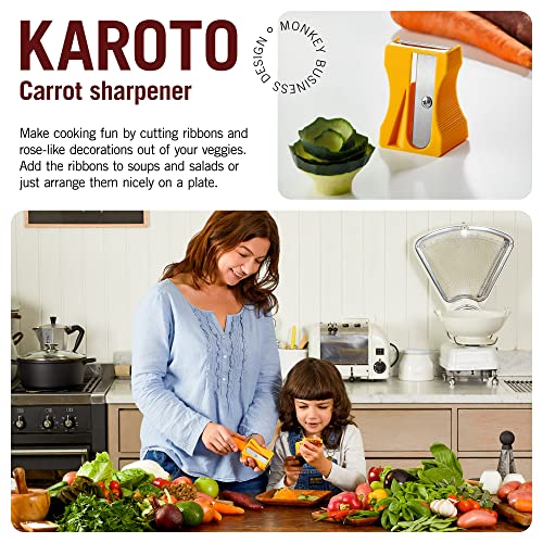 Monkey Business Karoto Carrot Sharpener & Vegetable Peeler – Fun and Unique Kitchen Gadget for Carrots, Cucumbers, and More (Yellow)