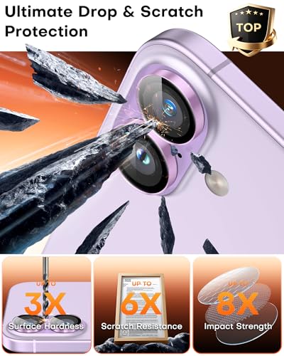 Image of TOCOL Camera Lens Protector for iPhone 16 / iPhone 16 Plus Tempered Glass HD Individual Scratch Resistant Camera Cover Accessories Case Friendly 2 Pack(Pink)