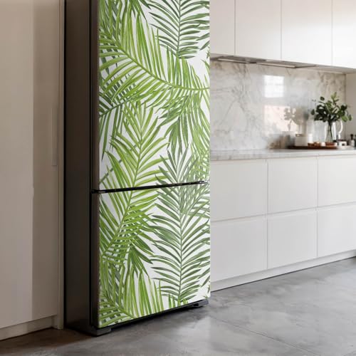 Vinilo de Nevera 70x190 cm para Cubrir Desgaste con Diseño de Hojas Tropicales 4