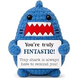 Positive Crochet Animals Shark Gift White Elephant Gifts for Adults Friends Christmas Secret Santa Gifts for Coworker Women Men Get Well Gag Emotional Positive Shark Appreciation Thinking of You