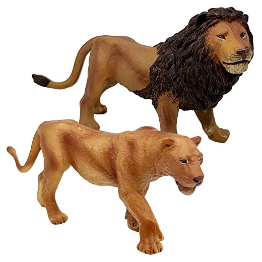 Higherbros Lions Figures Safari Animals Toys for Kids Toddlers 6" Large Animals Toys and Cake Topper, Party Favors, Gifts, Prizes, Rewards, Giveaways (2PCS Family Set)