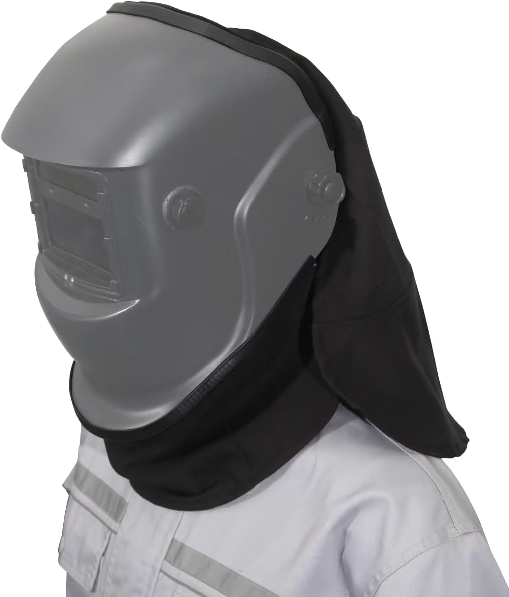2 Piece Welding Helmet FR Cotton Front Bib & Rear Extended Hood Set with Press-In Seal, Full Protection, Fits Most Welding Helmets, Compatible with Lincoln Welding Helmet and Most Welding Helmets