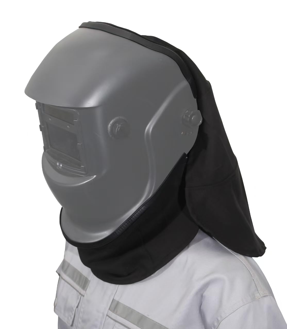 2 Piece Welding Helmet FR Cotton Front Bib & Rear Extended Hood Set with Press-in Seal, Full Protection, Fits Most Welding Helmets, Compatible with Lincoln Welding Helmet and Most Welding Helmets